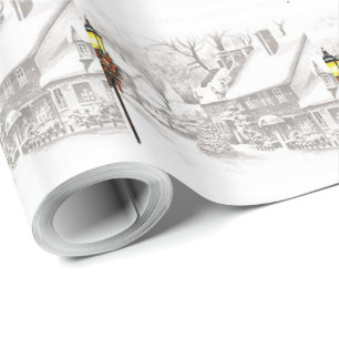 Papel De Presente Papel de envolvimento da cidade do natal vintage