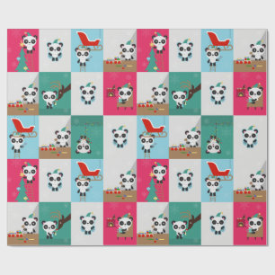 Papel De Presente Papel de envolvimento da panda/duende do feriado