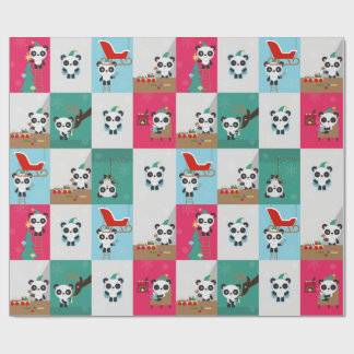 Papel De Presente Papel de envolvimento da panda/duende do feriado