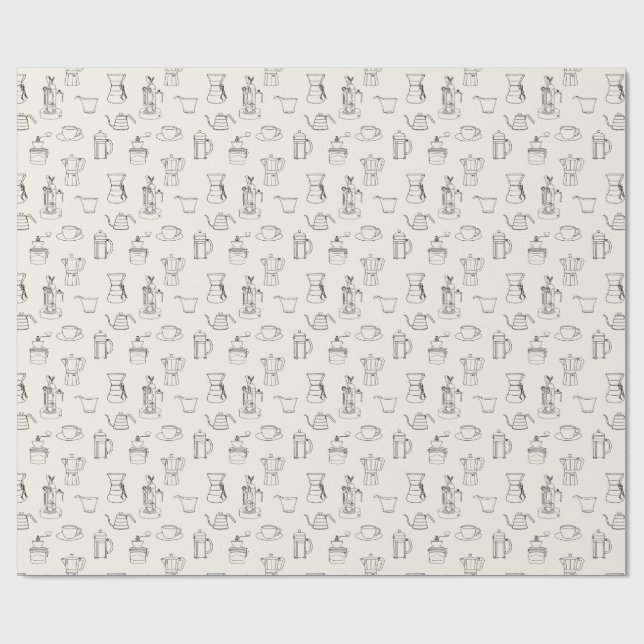 Papel De Presente Papel de envolvimento da parafernália do café (Aberto)