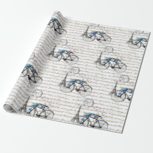 Papel De Presente Papel de envolvimento de Forgetmenot da bicicleta