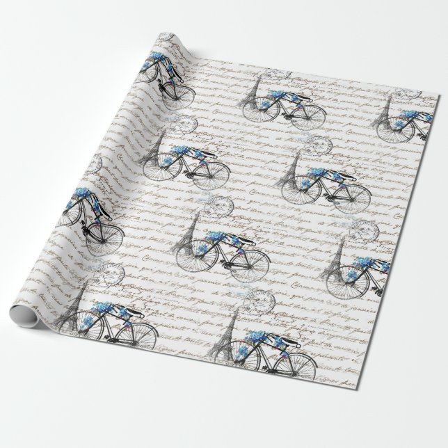 Papel De Presente Papel de envolvimento de Forgetmenot da bicicleta (Desenrolado)