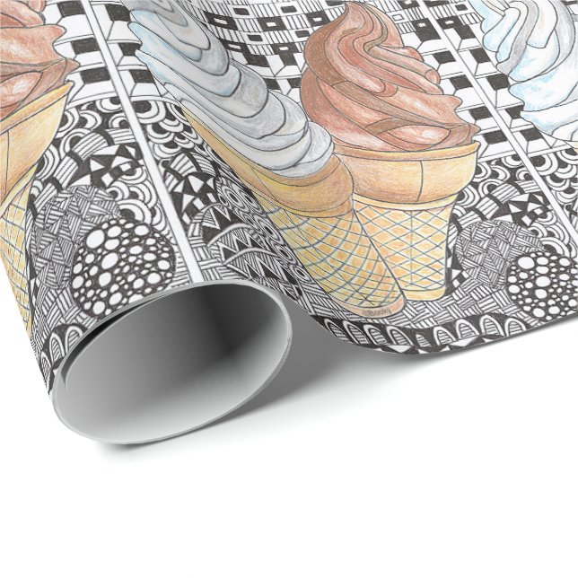 Papel De Presente Papel de envolvimento do cone do sorvete (Ponta do rolo)