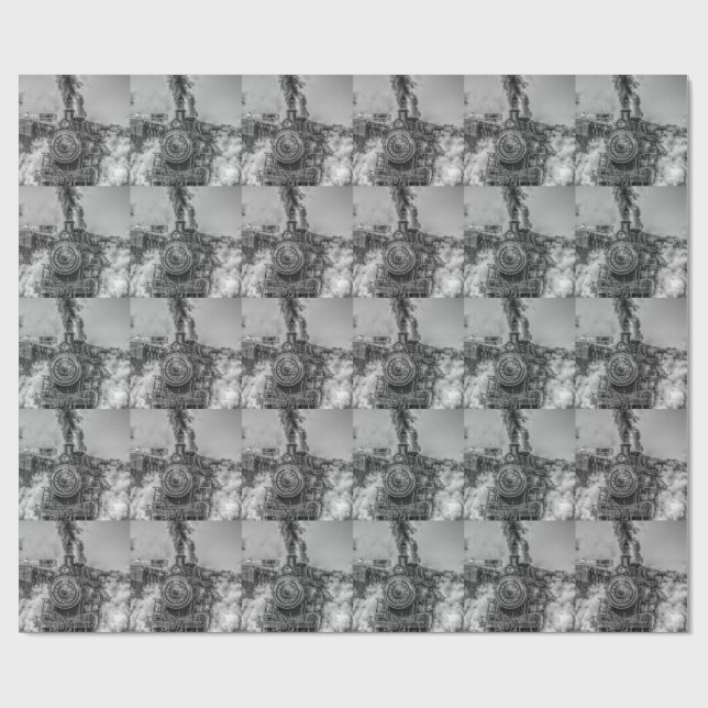 Papel De Presente Papel de envolvimento do design do trem do vapor (Aberto)