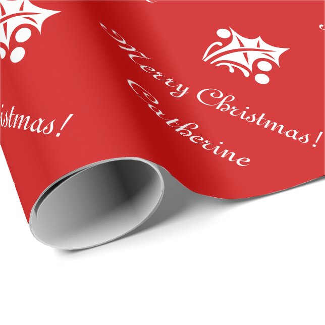 Papel De Presente Papel de envolvimento do Feliz Natal com nome (Ponta do rolo)