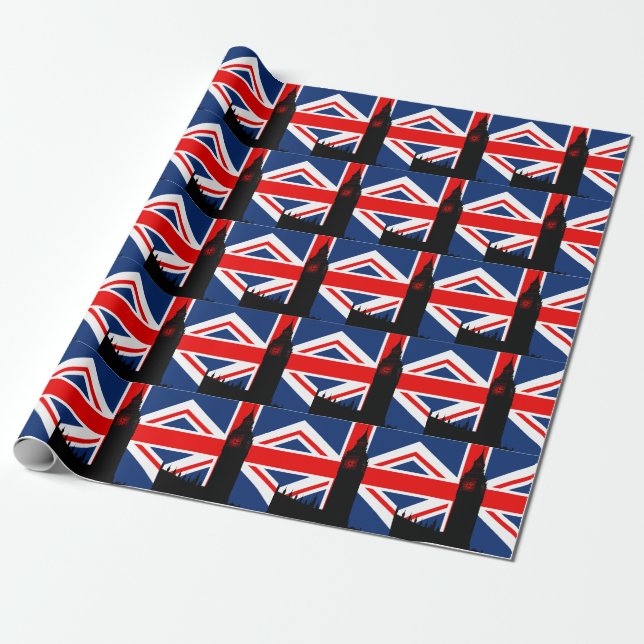 Papel De Presente Papel de envolvimento do parlamento de Union Jack (Desenrolado)