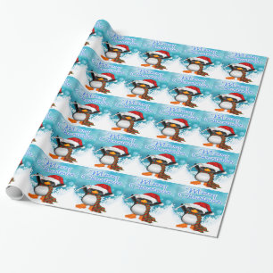 Papel De Presente Papel de envolvimento do pinguim do Feliz Natal