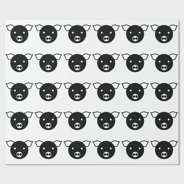 Papel De Presente Papel de envolvimento do PORCO (PRETO E BRANCO À (Aberto)