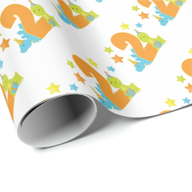 Papel De Presente Papel de envolvimento do segundo aniversário dos (Ponta do rolo)