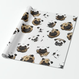 Papel De Presente Papel de envolvimento do teste padrão do Pug