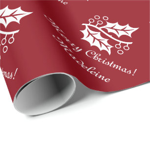 Papel De Presente Papel de envolvimento elegante do Natal com folhas
