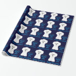 Papel De Presente Papel de envolvimento feliz de Hanukkah Bichon<br><div class="desc">Menorah azul com o papel de embrulho do design de Hanukkah do cão de Bichon Frise</div>