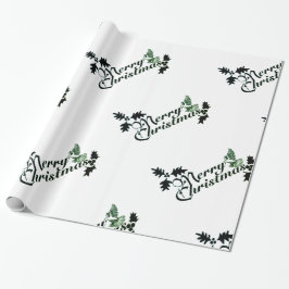 Papel De Presente Papel de envolvimento "FELIZ NATAL" VERDE E BRANCO