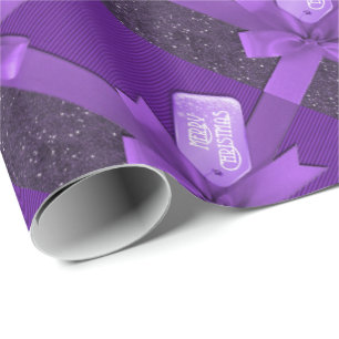 Papel De Presente Papel de envolvimento roxo do pacote do Natal