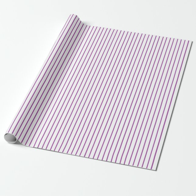 Papel De Presente Papel de envolvimento roxo e branco das riscas (Desenrolado)