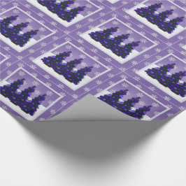 Papel De Presente Papel de envolvimento roxo nevado do Natal