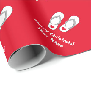 Papel De Presente Papel de envolvimento tropical dos chinelos do