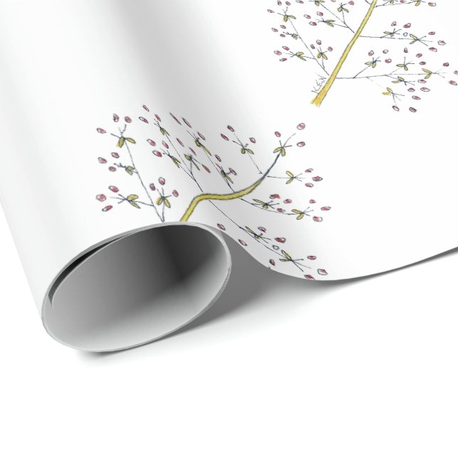 Papel De Presente Papel de envolvimento vermelho da baga do Natal (Ponta do rolo)