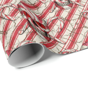 Papel De Presente Papel de envolvimento vermelho do crânio do açúcar