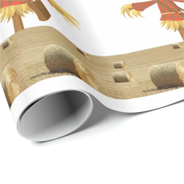 Papel De Presente Papel De Enxertamento De Halloween, Espantalho (Ponta do rolo)