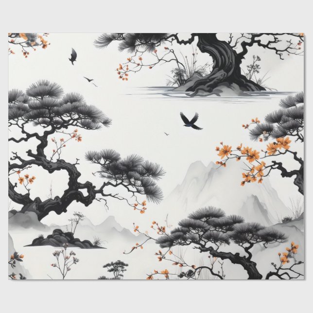 Papel De Presente Papel de lavagem de tinta do leste asiático (Aberto)