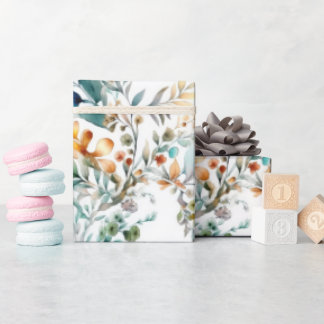 Papel De Presente Papel de mola aquoso e de folhagem em ferrugem