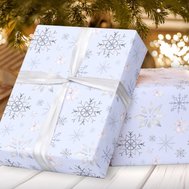 Papel De Presente Papel de mola de Natal em flocos de neve de invern (Winter Snowflakes Christmas Wrapping Paper)