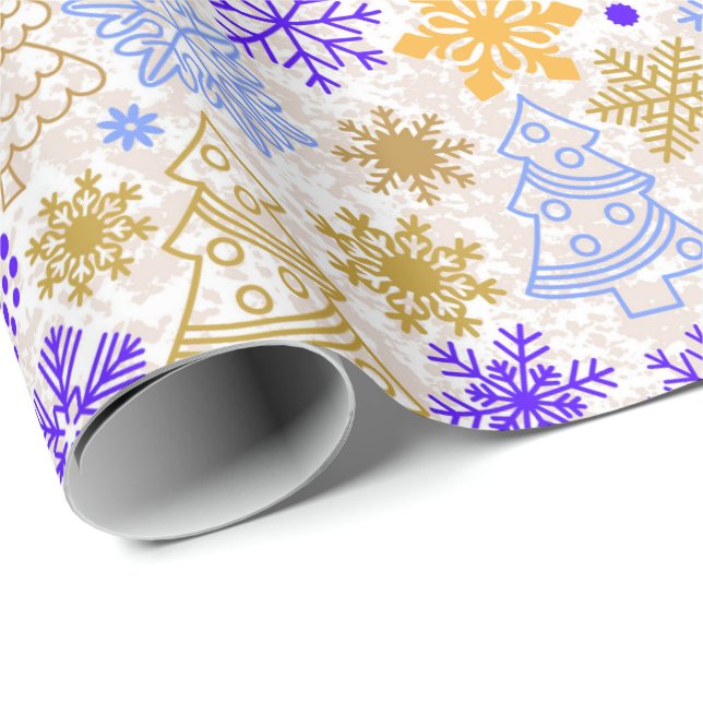 Papel De Presente Papel de mola de Natal Neon Purple e Dourado (Ponta do rolo)
