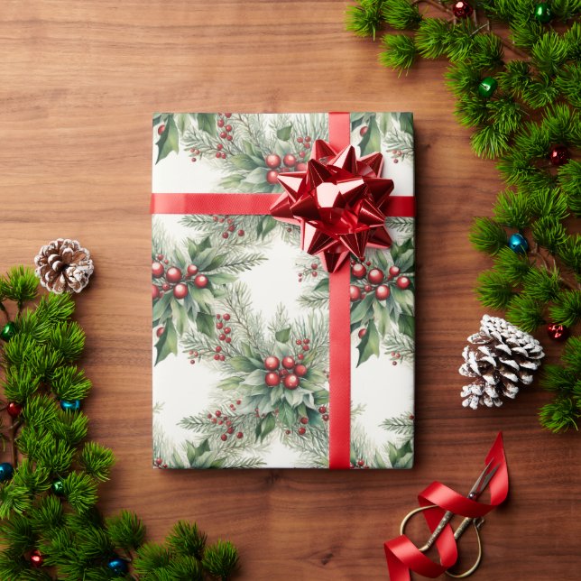 Papel De Presente Papel de Mola de Natal Red Berries (Presente de Natal)