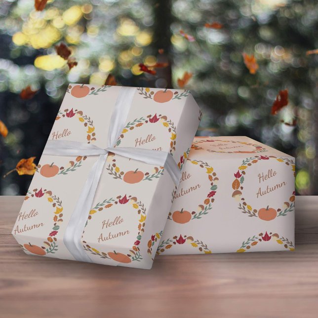 Papel De Presente Papel de mola de outono (Autumn Wreath Wrapping Pape)