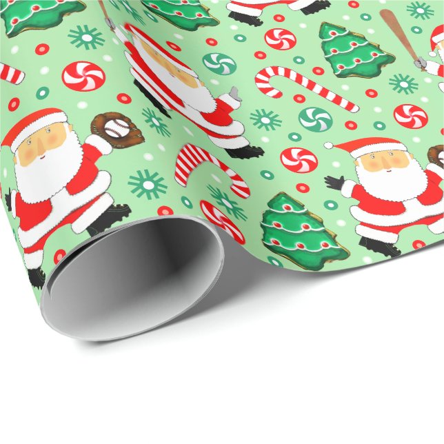 Papel De Presente Papel de mola para presentes no Natal do Baseball (Ponta do rolo)