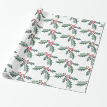 Papel de mola pintado a aquarelas de Natal Holly