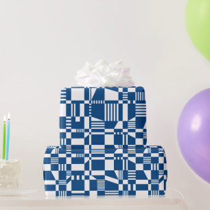 Papel De Presente Papel de moldagem azul e branco com verificação mo