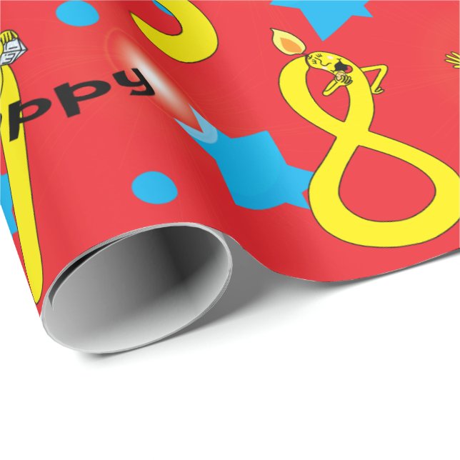 Papel De Presente Papel de Moldagem de Chanucá "Happy Hanukkah Numbe (Ponta do rolo)