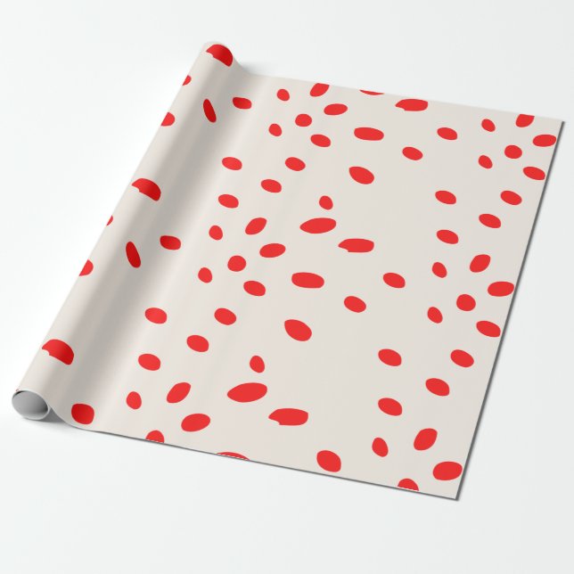 Papel De Presente Papel de moldagem de férias dotado vermelho e crem (Desenrolado)
