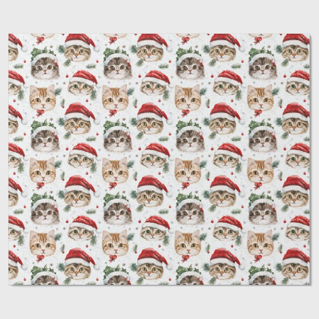 Papel De Presente Papel de Moldagem de Gato de Natal (Aberto)