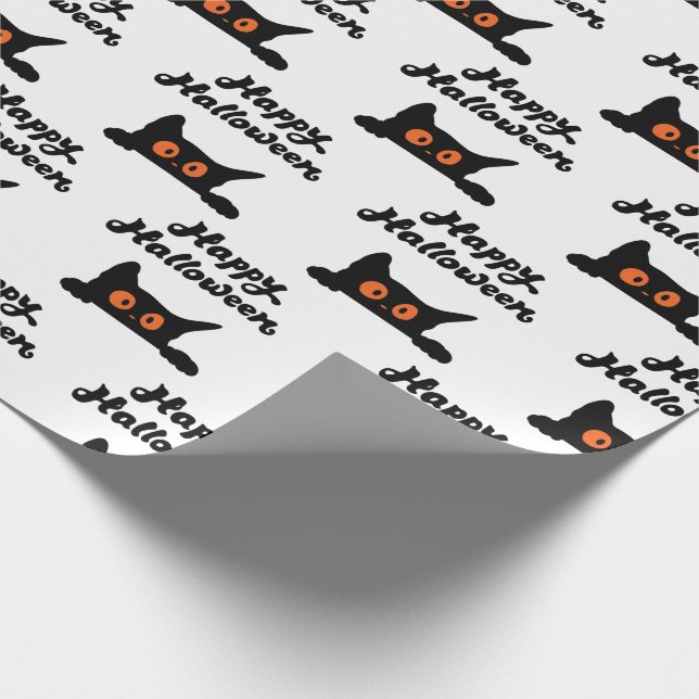 Papel De Presente Papel de moldagem de gato preto sem costura: Feliz (Ponta)