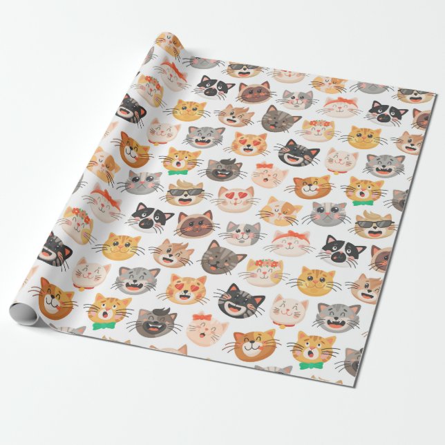 Papel De Presente Papel de moldagem de gatos adoráveis (Desenrolado)
