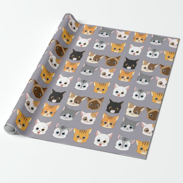 Papel De Presente Papel de moldagem de gatos adoráveis (Desenrolado)