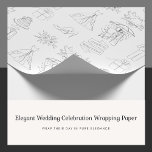 Papel De Presente Papel de Moldagem de Ícone de Celebração de Casame<br><div class="desc">Adicione um toque de sofisticação aos presentes de casamento com este papel embrulhado lindamente desenhado, com uma série de ícones delicados de arte de linha. Capturando perfeitamente a essência do amor e da celebração, esta design mostra vestidos de casamento, buquês, tuxedos, pombos, bolos e outros elementos românticos em um padrão...</div>