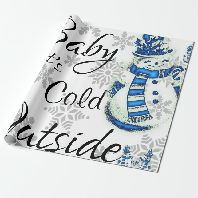 Papel De Presente Papel de moldagem de Natal Bebê é frio lá fora (Desenrolado)
