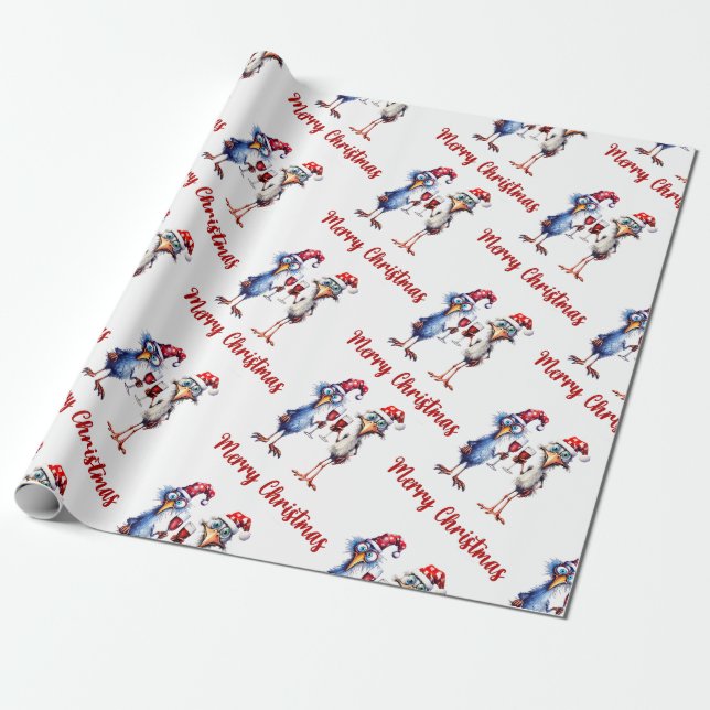 Papel De Presente Papel de Moldagem de Natal de Pássaros Quirky (Desenrolado)