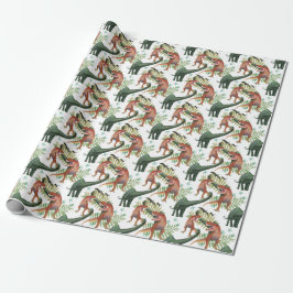 Papel De Presente Papel de moldagem de Natal do Dinossauro