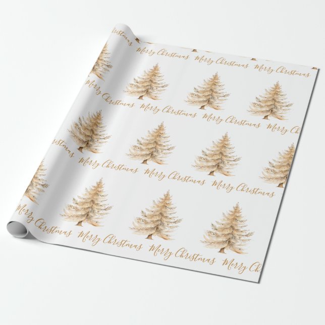 Papel De Presente Papel de moldagem de Natal Dourado elegante (Desenrolado)