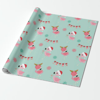 Papel De Presente Papel de moldagem de Natal Flamingo rosa