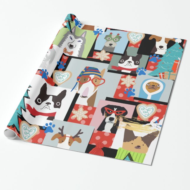 Papel De Presente Papel de Moldagem de Natal para Cães Modernos (Desenrolado)