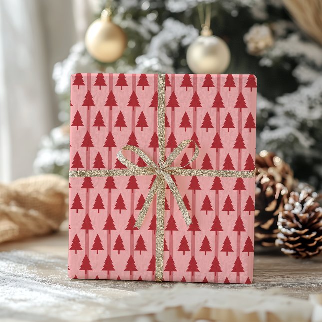 Papel De Presente Papel de moldagem de Natal Rosa Moderno (Criador carregado)