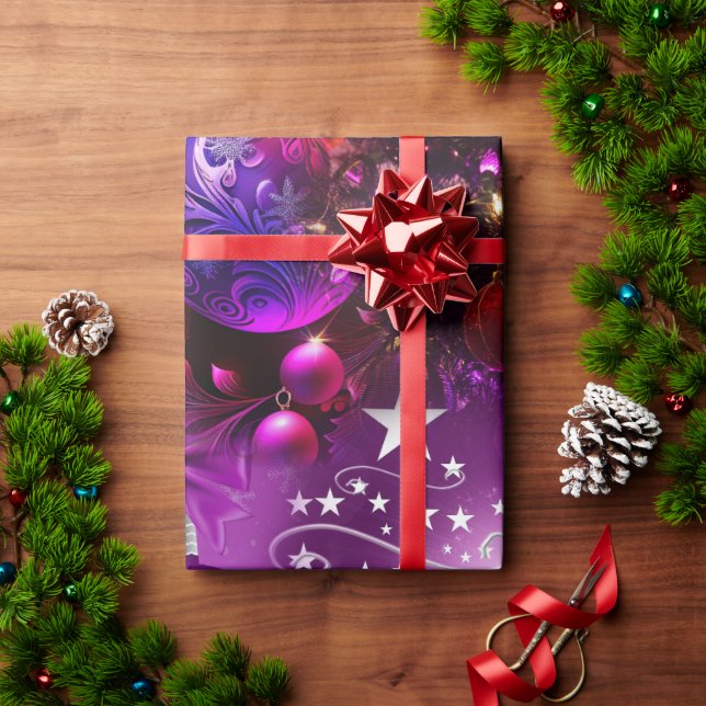 Papel De Presente Papel de moldagem de Natal roxo (Presente de Natal)