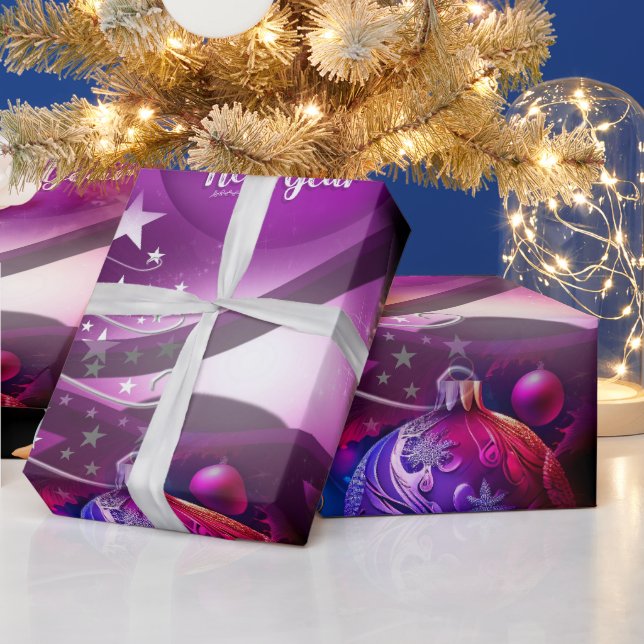Papel De Presente Papel de moldagem de Natal roxo (Feriados)