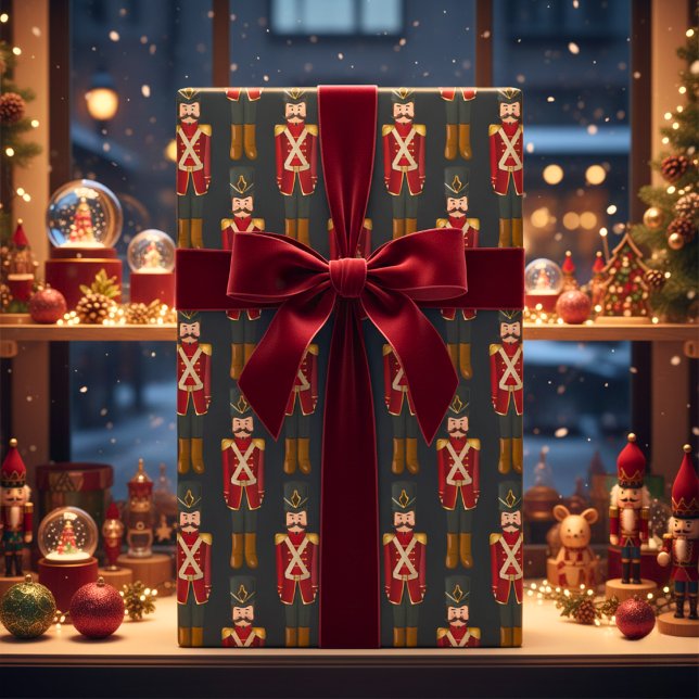 Papel De Presente Papel de moldagem de soldado Toy Nutcracker (Toy Nutcracker Soldier Wrapping Paper)